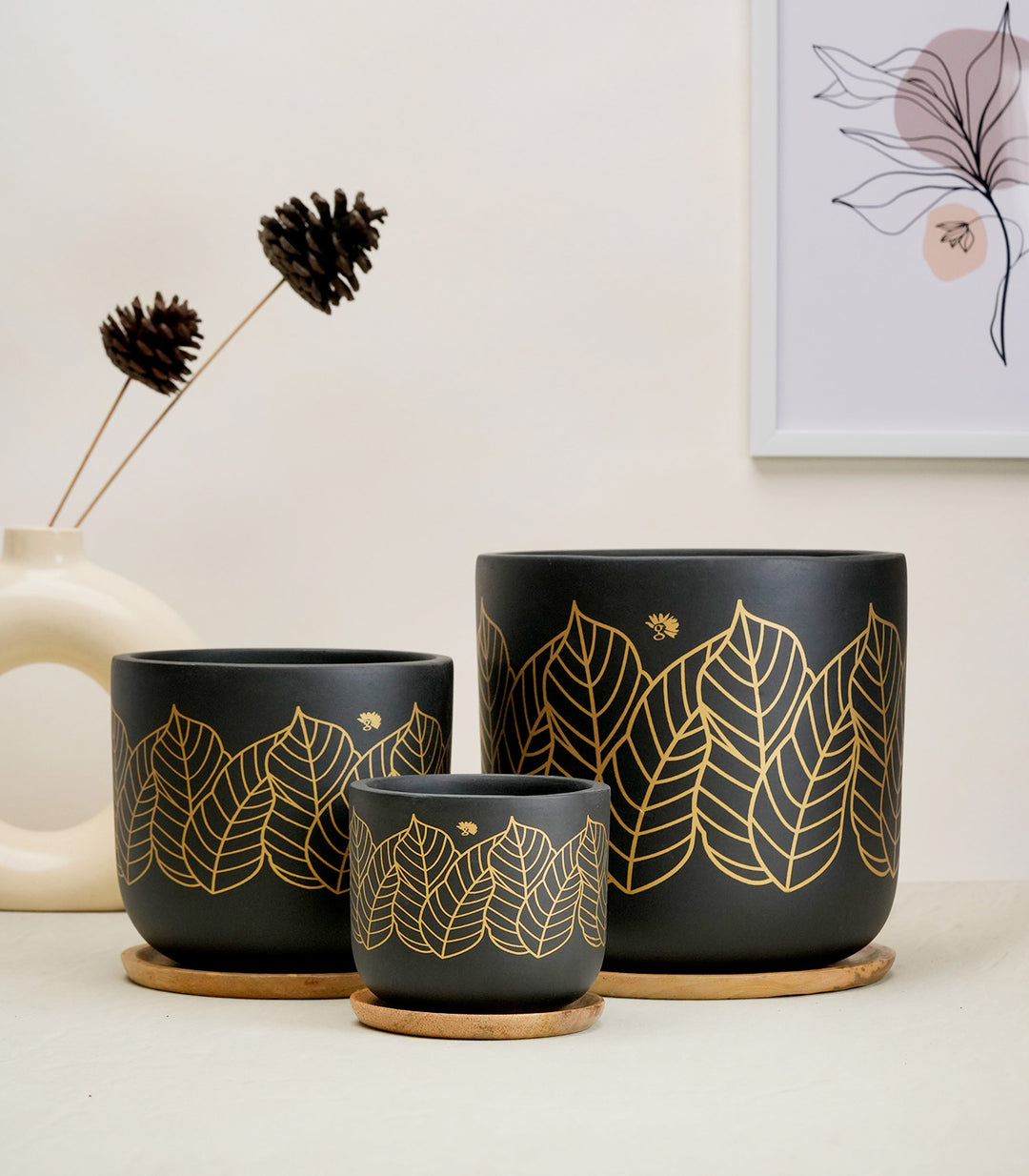 timber crew STAMP PLANTER 黒檀 Zen' Black Terracotta Plant Pots – Nurturing Green