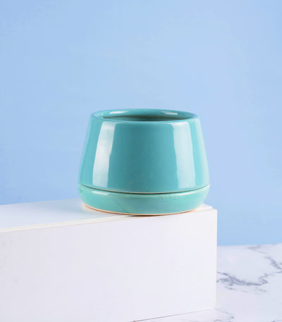 Ciel Ceramic Pot in Teal Color (Size : 6 Inch)