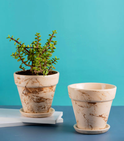  Decorative 5 Inch Mystique Ceramic Pots (Set of 2)